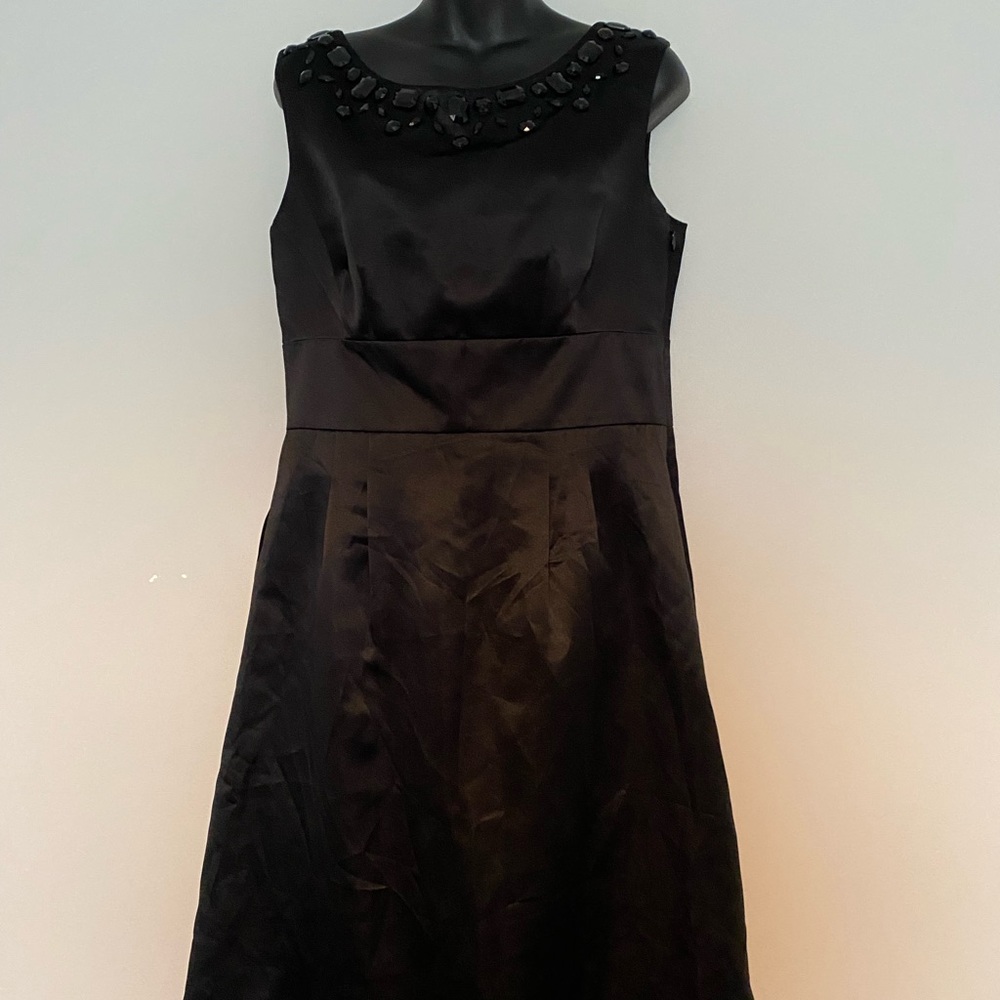 Ann Taylor Loft Black Party Dress with Jewel Detail at neck size 10 NWT